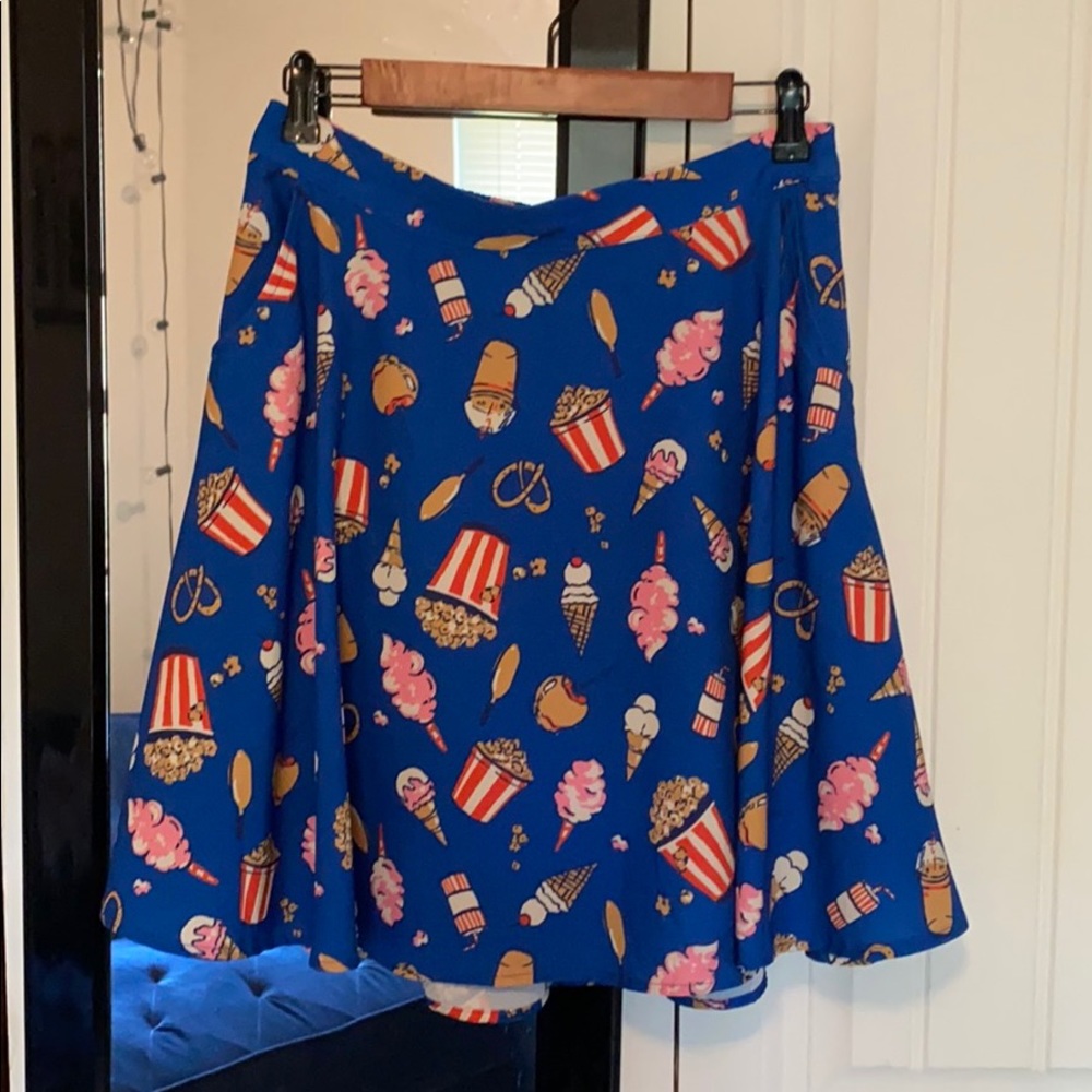 ModCloth skater skirt with pockets in snacks print